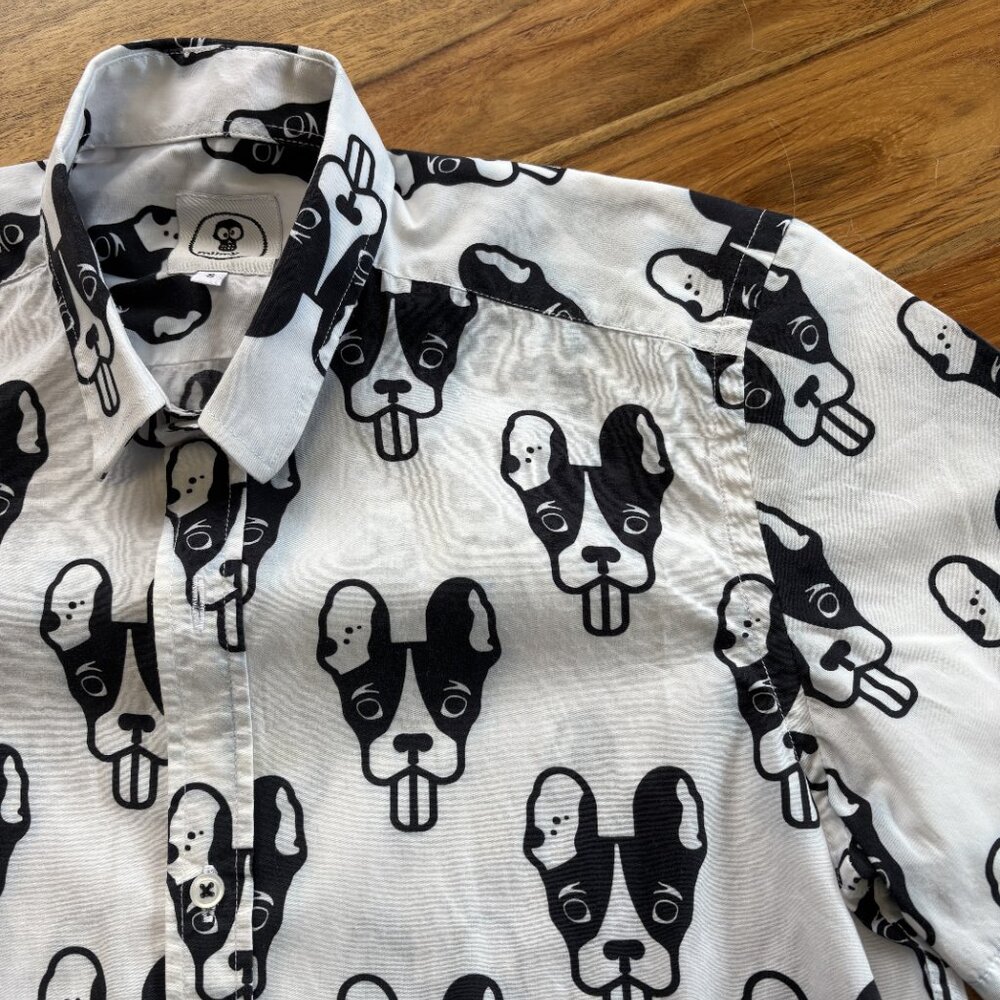 Mumy Room Dog Print Button Down Shirt - Size Small